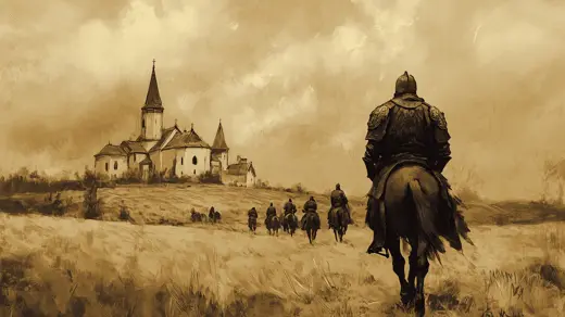Kipchaks Riding towards a Church